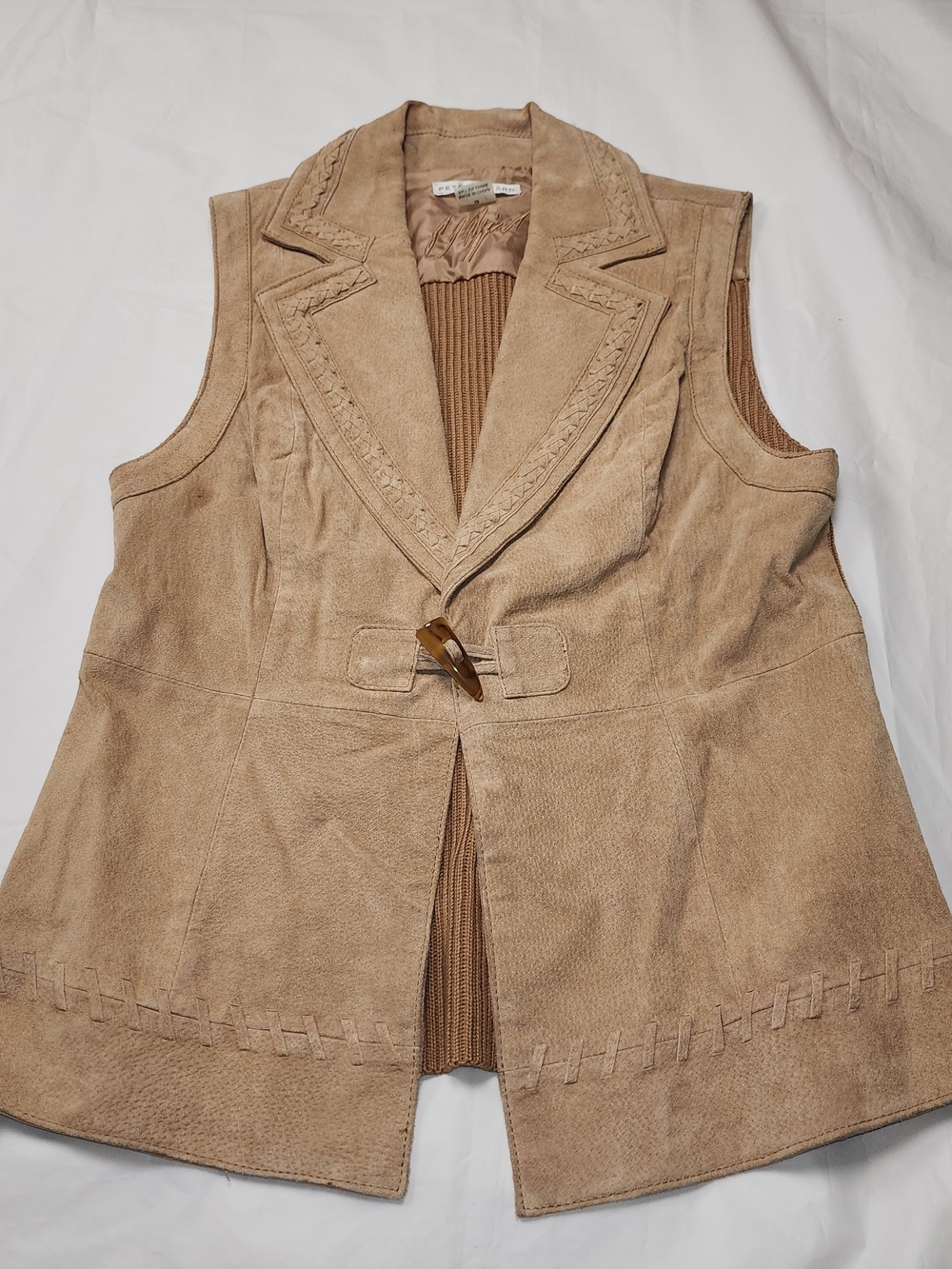 VTG PETER NYGARD Women's Tan Suede Vest Classic Western- Boho Style Size PS